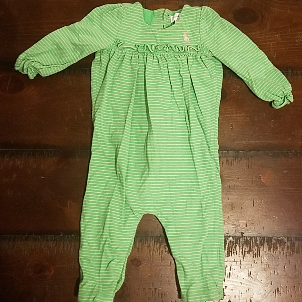 Ralph Lauren Green and Pink Romper 6 month